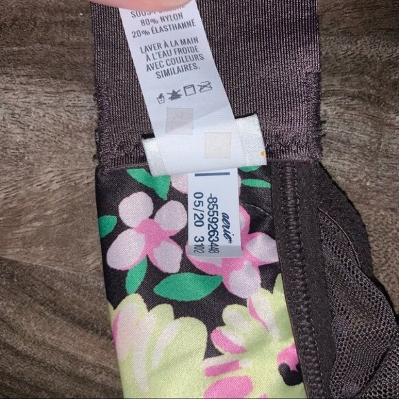 Aerie Bralette Women’s Size Medium Brown Pink Floral Shine Triangle Lace Silky‎ - Picture 5 of 10